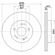 Тормозной диск HELLA PAGID 8DD 355 102-761 521 22 JIOUWW9 Mercedes E-Class (W210) 2 Седан 3.2 E 320 4 matic (282) 218 л.с. 1997 – 1998