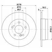 Тормозной диск HELLA PAGID 52 111 8DD 355 102-861 TYC5S Mercedes SL-Class (R129) 1 Кабриолет 3.2 320 (1263) 231 л.с. 1993 – 2001