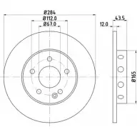 Тормозной диск HELLA PAGID W90EOZ 52 108 8DD 355 102-941 Mercedes C-Class (W202) 1 Седан 1.8 C 180 (2018) 122 л.с. 1993 – 2000