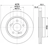 Тормозной диск HELLA PAGID 8DD 355 103-041 52 129 Mercedes C-Class (W202) 1 Седан 3.6 C 36 AMG (2028) 280 л.с. 1994 – 2000 M2G0Q