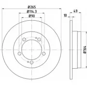 Тормозной диск HELLA PAGID DV47V8 8DD 355 103-321 5220 5 Mitsubishi Eclipse 2 (D3) 1995 – 1999