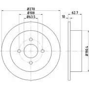 Тормозной диск HELLA PAGID Ford Orion 3 (EA, GAL) Седан 1.8 Lx/GLx 87 л.с. 1990 – 1993 PZH8SU7 5101 3 8DD 355 103-441