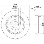 Тормозной диск HELLA PAGID 5 4009 8DD 355 103-691 LJB733 Volvo C70 1 (873) Кабриолет 2.3 200 л.с. 2002 – 2003