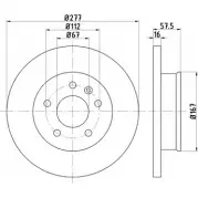 Тормозной диск HELLA PAGID 5 3920 3722500 8DD 355 103-811 ECT0R2W