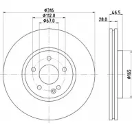 Тормозной диск HELLA PAGID 8DD 355 104-341 4MUBT 52 138 Mercedes C-Class (W202) 1 1993 – 2000