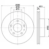 Тормозной диск HELLA PAGID 8I01PY7 Fiat Ducato (230) 1 Автобус 2.5 TD 109 л.с. 1994 – 1998 509 16PRO 8DD 355 104-411