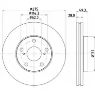 Тормозной диск HELLA PAGID 5362 5 8DD 355 104-921 UISRV Toyota Isis (AM10) 1 2004 – 2017