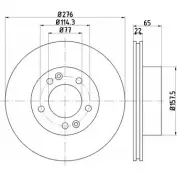 Тормозной диск HELLA PAGID 52 016 W1KGK 3722629 8DD 355 105-101