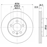 Тормозной диск HELLA PAGID Skoda Rapid 1 (NH1) Хэтчбек 1.6 TDI 90 л.с. 2013 – наст. время 53953PR O 8DD 355 105-361 WQ3CJ