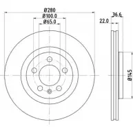 Тормозной диск HELLA PAGID 8DD 355 105-371 IRS4Z 53 954 Volkswagen