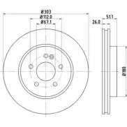 Тормозной диск HELLA PAGID ZUMLTZ6 3722701 8DD 355 105-821 521 67