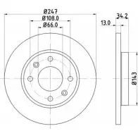 Тормозной диск HELLA PAGID Peugeot 206 1 (2AC) Хэтчбек 1.4 Feline Flex 82 л.с. 2006 – 2009 8DD 355 106-191 52516P RO GKKHJ