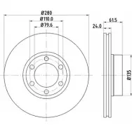 Тормозной диск HELLA PAGID 5243 6 8DD 355 106-611 3722780 L8G140