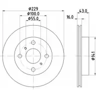 Тормозной диск HELLA PAGID 5 0262 Toyota 8DD 355 106-631 I7I9G