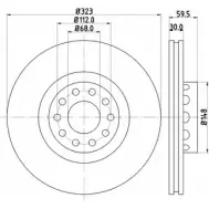 Тормозной диск HELLA PAGID 5 0264PRO Z05IH9 Audi A8 (D2) 1 Седан 4.2 40V Quattro 305 л.с. 1999 – 2002 8DD 355 106-701