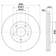 Тормозной диск HELLA PAGID 1GNVVJ Jaguar XJ 8DD 355 106-801 502 68