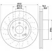 Тормозной диск HELLA PAGID Mercedes S-Class TUWM9 5027 0 8DD 355 106-861