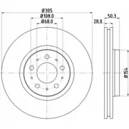 Тормозной диск HELLA PAGID 6NMJRXP Volvo V70 2 (285) Универсал 2.4 T AWD 193 л.с. 2000 – 2002 8DD 355 107-071 5 0283PRO