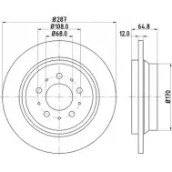 Тормозной диск HELLA PAGID 0Q6J9R Volvo V70 2 (285) Универсал 2.4 T AWD 193 л.с. 2000 – 2002 50284P RO 8DD 355 107-091