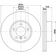 Тормозной диск HELLA PAGID 8DD 355 107-701 Bmw 5 (E39) 4 Седан 3.0 530 i 228 л.с. 2000 – 2003 97XTQ 5 0320