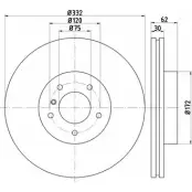 Тормозной диск HELLA PAGID 8DD 355 107-741 H9M8DC6 3722893 503 22