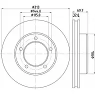 Тормозной диск HELLA PAGID 8DD 355 107-871 5033 0 DYWDO9 Lexus LX (J100) 2 Внедорожник 4.7 470 (UZJ100) 275 л.с. 2002 – 2008