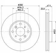 Тормозной диск HELLA PAGID 8DD 355 108-131 503 50 YFTPXWE Honda Accord 6 (CK, CG, CH) Седан 2.0 i (CG9) 147 л.с. 1998 – 2001