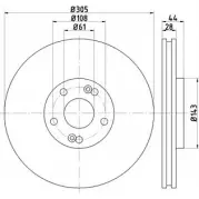 Тормозной диск HELLA PAGID DBX2V 50 372 8DD 355 108-461 3722965