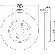 Тормозной диск HELLA PAGID Renault Scenic (JA, FA) 1 Минивэн 1.8 16V (JA12. JA1R. JA1M. JA1A) 115 л.с. 2001 – 2003 8DD 355 108-621 54 138 8NNNZP1