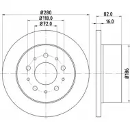 Тормозной диск HELLA PAGID BYGTQDC 8DD 355 108-961 5 4161 Fiat Ducato (244) 2 Фургон 2.8 JTD 127 л.с. 2005 – 2009