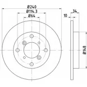 Тормозной диск HELLA PAGID 541 72 5SSIW Suzuki Swift 8DD 355 109-071