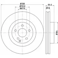 Тормозной диск HELLA PAGID 3EJAB Mercedes GLK (X204) 1 Кроссовер 3.5 350 CGI 306 л.с. 2012 – 2015 5419 9 8DD 355 109-421