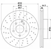 Тормозной диск HELLA PAGID 8DD 355 109-451 99HSO 542 01 Mercedes SL-Class (R230) 2 Кабриолет 5.0 500 292 л.с. 2002 – 2005