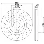 Тормозной диск HELLA PAGID 8DD 355 109-461 QUXNNY 5420 2 Mercedes SL-Class (R230) 2 Кабриолет 5.0 500 292 л.с. 2002 – 2005