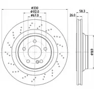 Тормозной диск HELLA PAGID 5420 4 NJYV4X 8DD 355 109-501 Mercedes SL-Class (R230) 2 Кабриолет 5.5 55 AMG Kompressor (2374) 500 л.с. 2002 – 2012