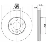 Тормозной диск HELLA PAGID 8DD 355 109-651 Volkswagen Transporter (T5) 5 Автобус 2.5 112 л.с. 2003 – 2004 5 4212 N5IL4Q