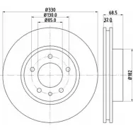 Тормозной диск HELLA PAGID CRS8YLO 54215P RO Volkswagen Touareg (7LA, 7L6, 7L7) 1 Внедорожник 4.2 FSI 314 л.с. 2007 – 2009 8DD 355 109-721