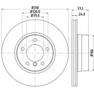 Тормозной диск HELLA PAGID Bmw 5 (E60) 5 Седан 2.5 525 i 186 л.с. 2004 – 2005 8DD 355 109-891 5422 5 NPBMU2Z