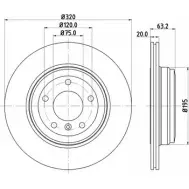 Тормозной диск HELLA PAGID 54 227 TJCUF 8DD 355 109-931 Bmw 5 (E60) 5 Седан 3.0 530 i 228 л.с. 2007 – 2009