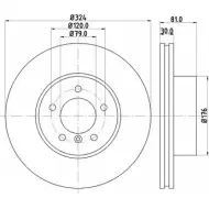 Тормозной диск HELLA PAGID HGFGP 8DD 355 109-951 Bmw 7 (E65, E66, E67) 4 Седан 3.0 730 i. Li 250 л.с. 2005 – 2008 542 28