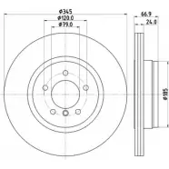 Тормозной диск HELLA PAGID Bmw 7 (E65, E66, E67) 4 Седан 4.4 745 i 328 л.с. 2001 – 2003 QSJVJCV 5 4232 8DD 355 110-031