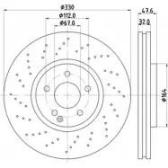 Тормозной диск HELLA PAGID G61X8D2 Mercedes E-Class (S211) 3 Универсал 3.5 4 matic 279 л.с. 2004 – 2006 8DD 355 110-171 5424 1