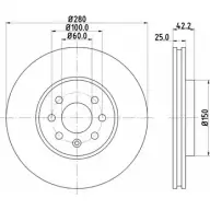 Тормозной диск HELLA PAGID Opel Combo PDW1N 8DD 355 110-241 54 246