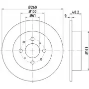 Тормозной диск HELLA PAGID PF3U06X 8DD 355 110-341 5 4254 Honda Civic 6 (EJ, EK) Хэтчбек 1.4 LPG 90 л.с. 1997 – 2001