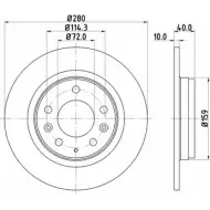 Тормозной диск HELLA PAGID Mazda 6 (GG) 1 Седан 2.3 162 л.с. 2003 – 2005 8DD 355 110-371 5TZXE2J 5425 6