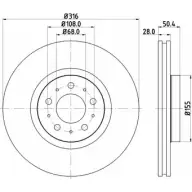 Тормозной диск HELLA PAGID PJEKO Volvo XC90 1 (275) Кроссовер 3.2 243 л.с. 2011 – 2014 54266PR O 8DD 355 110-571