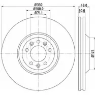 Тормозной диск HELLA PAGID 542 95 8DD 355 110-771 Citroen C5 3 (RW, PF3) Универсал 2.2 HDi 165 163 л.с. 2008 – 2025 E0BPV