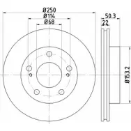 Тормозной диск HELLA PAGID 8DD 355 110-821 542 98 O8O3EW5 Nissan Vanette