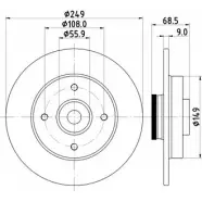 Тормозной диск HELLA PAGID 0ZM2WNL Peugeot 307 1 (3H, PF2) Универсал SW 1.4 HDi 70 68 л.с. 2002 – 2005 8DD 355 111-331 543 33