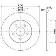 Тормозной диск HELLA PAGID 5 4338 Ford Focus 2 Седан 2.0 140 л.с. 2009 – 2010 8DD 355 111-391 ZDERSM